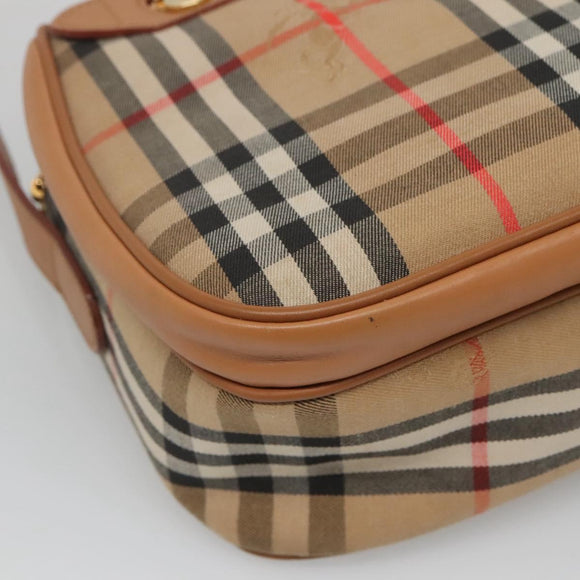 Burberrys Nova Check Shoulder Bag Canvas Beige Gold Auth BA2131