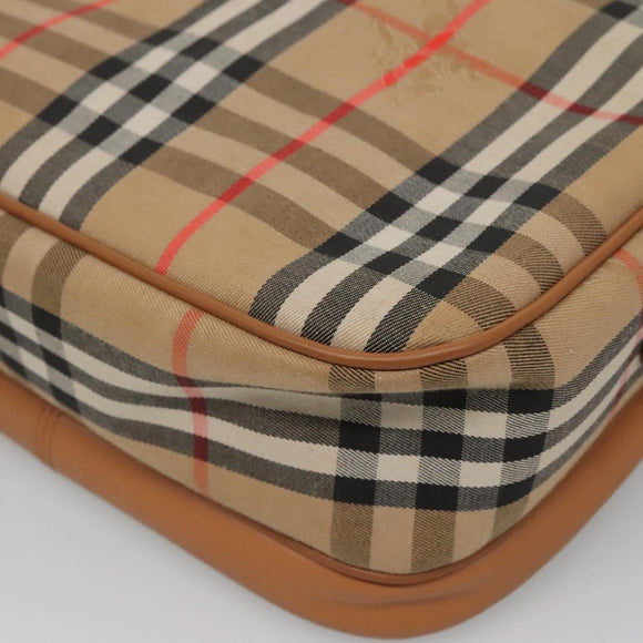 Burberrys Nova Check Shoulder Bag Canvas Beige Gold Auth BA2131