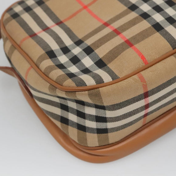 Burberrys Nova Check Shoulder Bag Canvas Beige Gold Auth BA2131