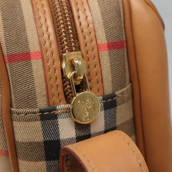 Burberrys Nova Check Shoulder Bag Canvas Beige Gold Auth BA2131