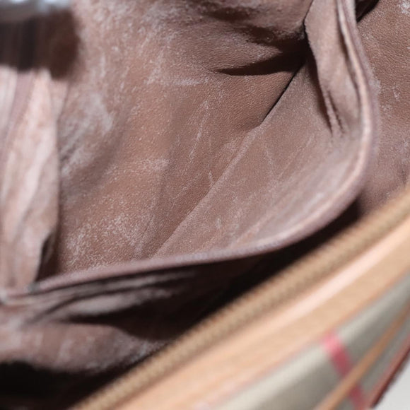 Burberrys Nova Check Shoulder Bag Canvas Beige Gold Auth BA2131