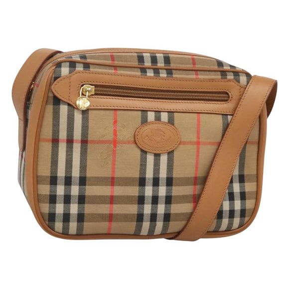 Burberrys Nova Check Shoulder Bag Canvas Beige Gold Auth BA2131