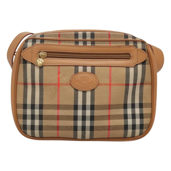 Burberrys Nova Check Shoulder Bag Canvas Beige Gold Auth BA2131