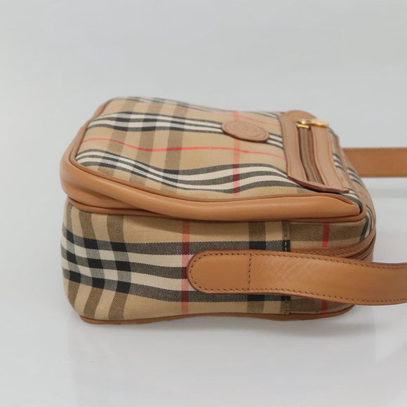 Burberrys Nova Check Shoulder Bag Canvas Beige Gold Auth BA2131