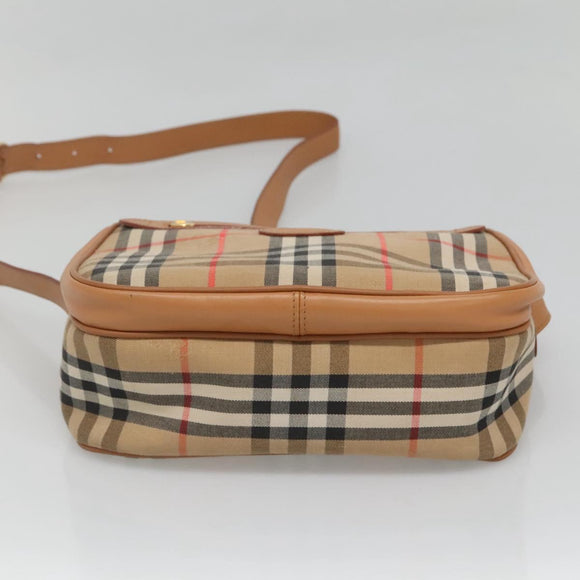 Burberrys Nova Check Shoulder Bag Canvas Beige Gold Auth BA2131