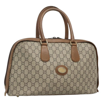 GUCCI GG Plus Supreme Boston Bag PVC Beige Gold Auth BA2149