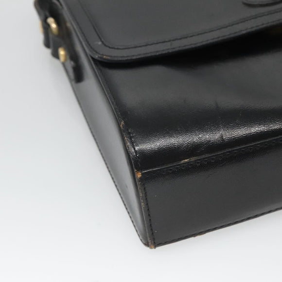 BALLY Shoulder Bag Leather Black Gold Auth BA2151