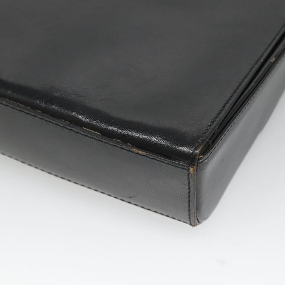 BALLY Shoulder Bag Leather Black Gold Auth BA2151