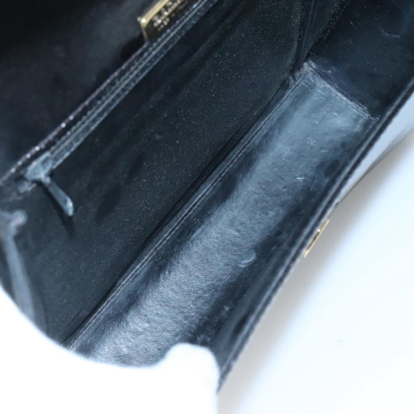 BALLY Shoulder Bag Leather Black Gold Auth BA2151