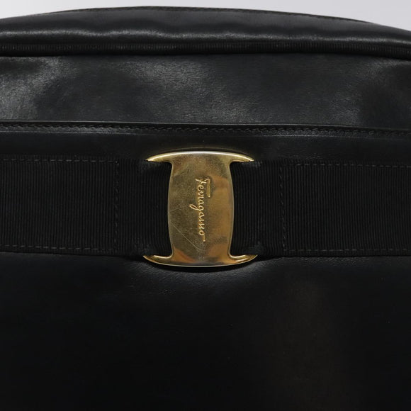 Salvatore Ferragamo Shoulder Bag Leather Black Gold Auth BA2152