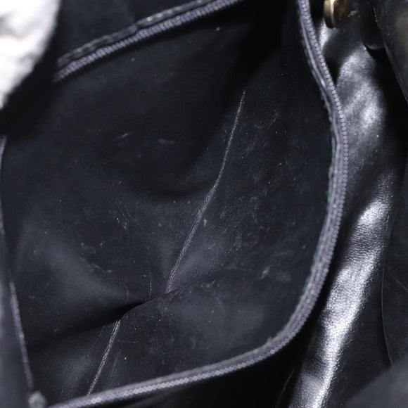 Salvatore Ferragamo Shoulder Bag Leather Black Gold Auth BA2152