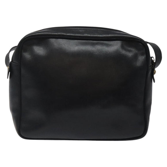 Salvatore Ferragamo Shoulder Bag Leather Black Gold Auth BA2152