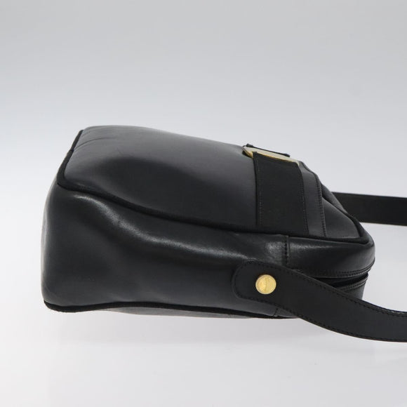 Salvatore Ferragamo Shoulder Bag Leather Black Gold Auth BA2152