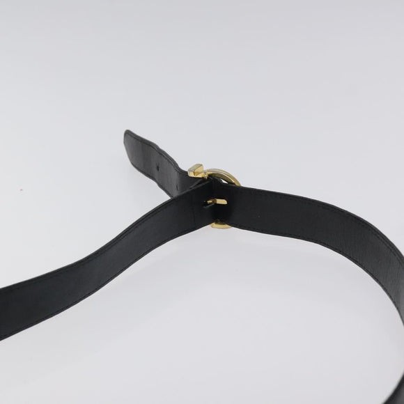 Salvatore Ferragamo Shoulder Bag Leather Black Gold Auth BA2152