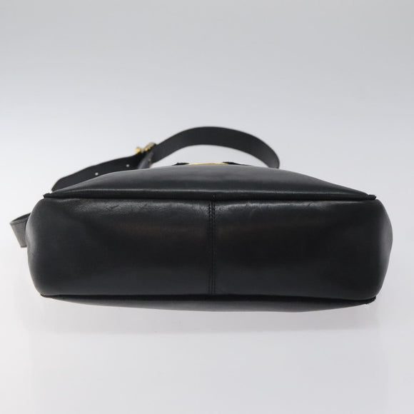 Salvatore Ferragamo Shoulder Bag Leather Black Gold Auth BA2152