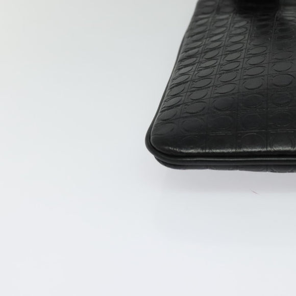 Salvatore Ferragamo Shoulder Bag Leather Black Silver Auth BA2153