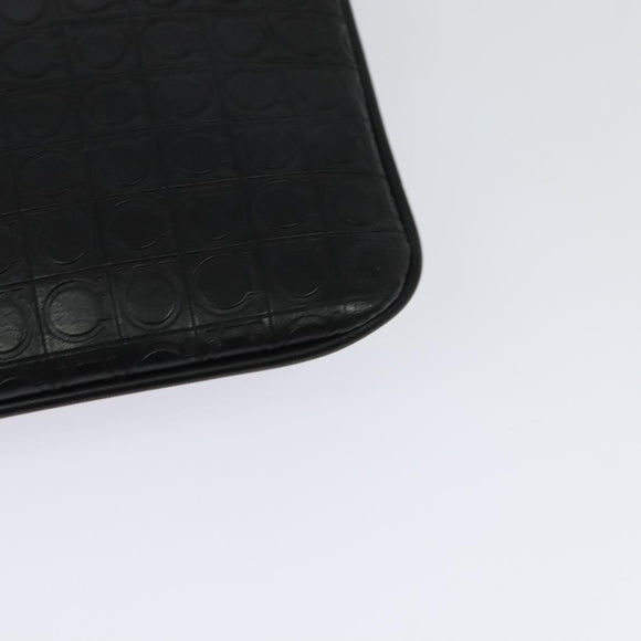 Salvatore Ferragamo Shoulder Bag Leather Black Silver Auth BA2153