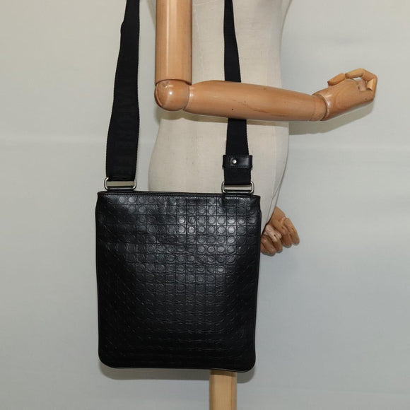 Salvatore Ferragamo Shoulder Bag Leather Black Silver Auth BA2153