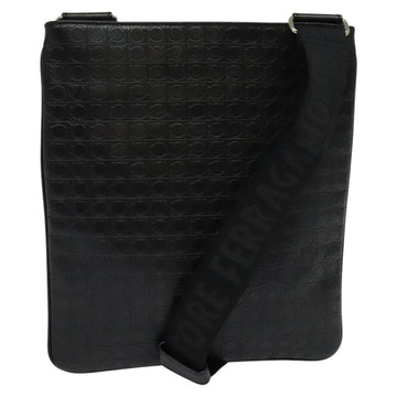 Salvatore Ferragamo Shoulder Bag Leather Black Silver Auth BA2153