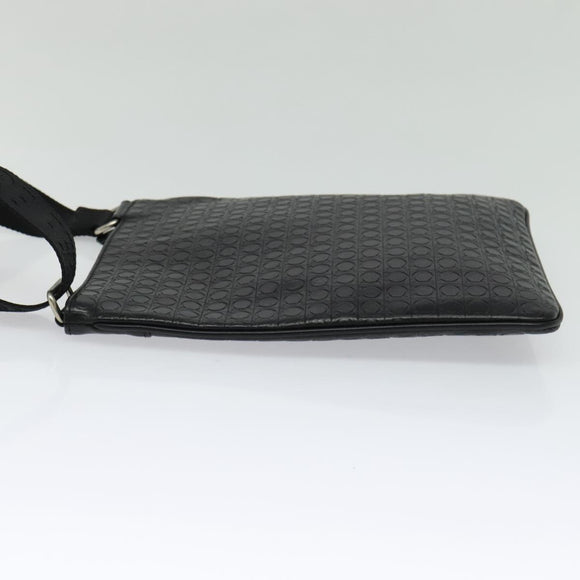 Salvatore Ferragamo Shoulder Bag Leather Black Silver Auth BA2153