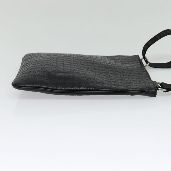 Salvatore Ferragamo Shoulder Bag Leather Black Silver Auth BA2153