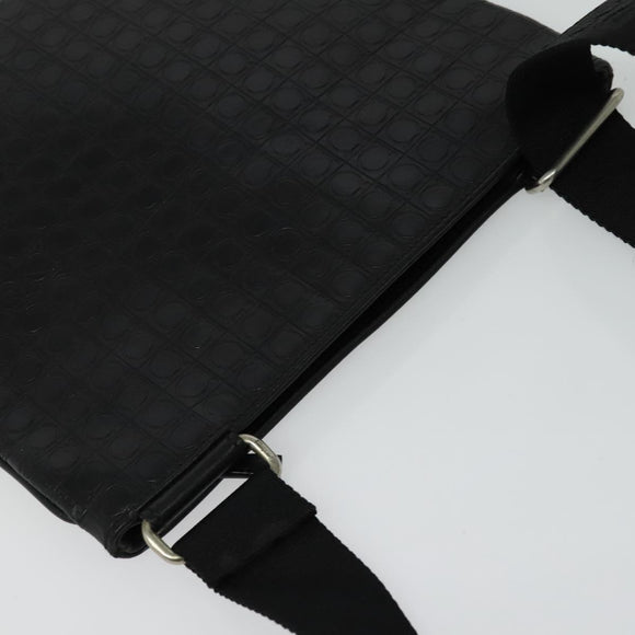 Salvatore Ferragamo Shoulder Bag Leather Black Silver Auth BA2153