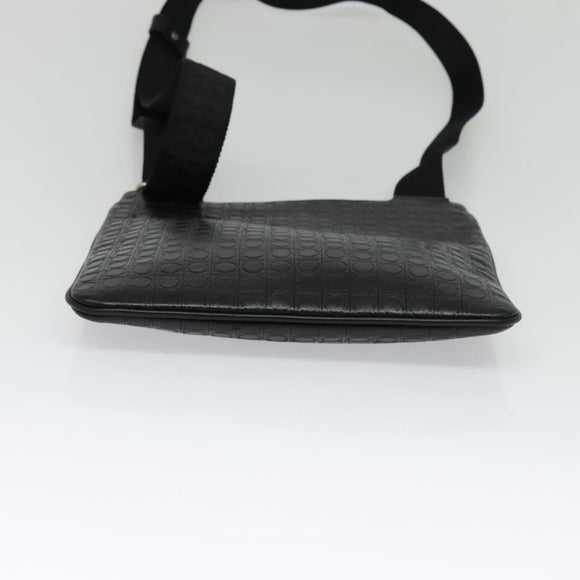 Salvatore Ferragamo Shoulder Bag Leather Black Silver Auth BA2153