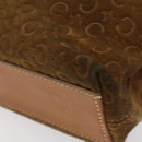 CELINE Macadam Canvas Hand Bag Suede Brown Gold Auth BA2154-12