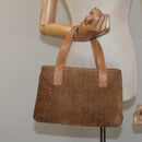 CELINE Macadam Canvas Hand Bag Suede Brown Gold Auth BA2154-21