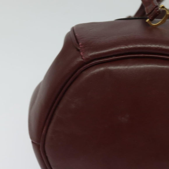 CARTIER Must Line Shoulder Bag Leather Bordeaux Gold Auth BA2156