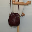 CARTIER Must Line Shoulder Bag Leather Bordeaux Gold Auth BA2156-18