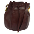 CARTIER Must Line Shoulder Bag Leather Bordeaux Gold Auth BA2156-1
