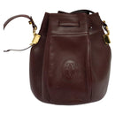 CARTIER Must Line Shoulder Bag Leather Bordeaux Gold Auth BA2156-2