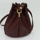 CARTIER Must Line Shoulder Bag Leather Bordeaux Gold Auth BA2156-3