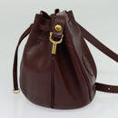CARTIER Must Line Shoulder Bag Leather Bordeaux Gold Auth BA2156-4