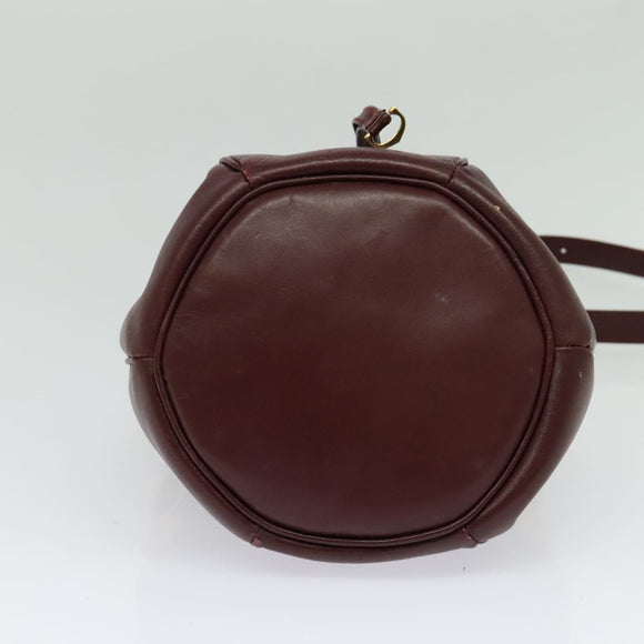 CARTIER Must Line Shoulder Bag Leather Bordeaux Gold Auth BA2156