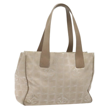 CHANEL New Travel Line Tote Bag Nylon Beige CC Auth BA2157