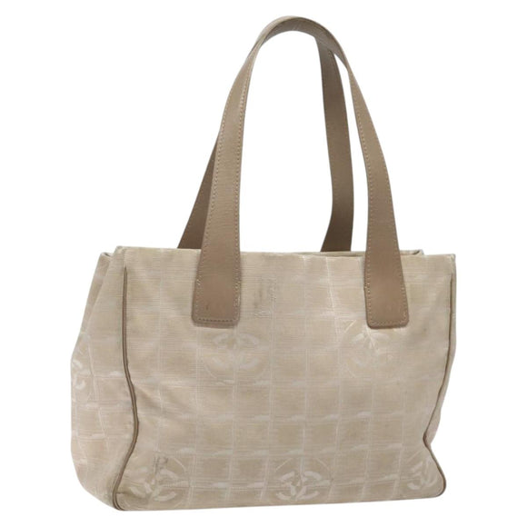 CHANEL New Travel Line Tote Bag Nylon Beige CC Auth BA2157