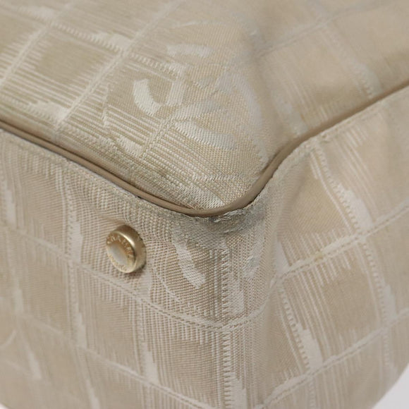 CHANEL New Travel Line Tote Bag Nylon Beige CC Auth BA2157