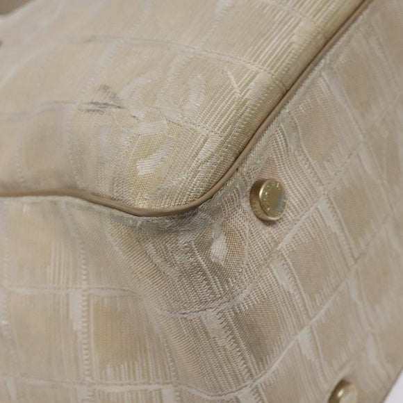 CHANEL New Travel Line Tote Bag Nylon Beige CC Auth BA2157