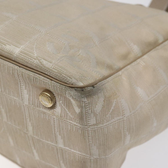 CHANEL New Travel Line Tote Bag Nylon Beige CC Auth BA2157