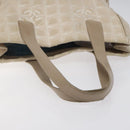 CHANEL New Travel Line Tote Bag Nylon Beige CC Auth BA2157-7