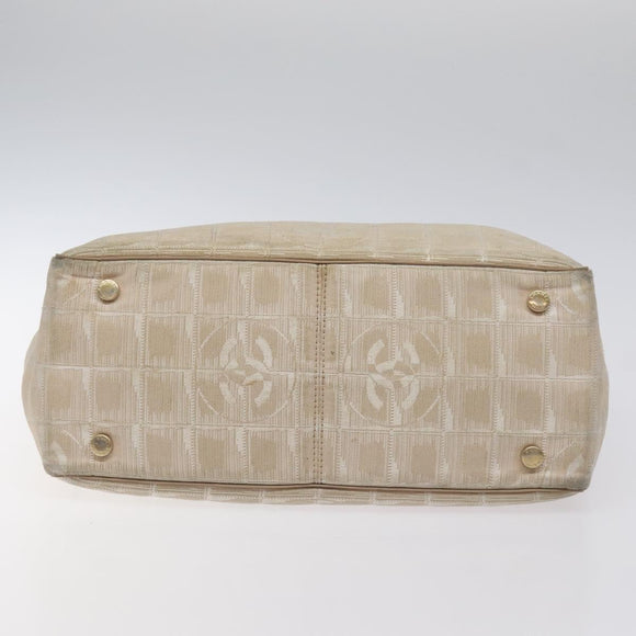 CHANEL New Travel Line Tote Bag Nylon Beige CC Auth BA2157