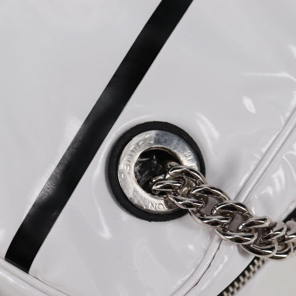 CHANEL Cruise line Chain Shoulder Bag Vinyl White Silver CC Auth BA2159V