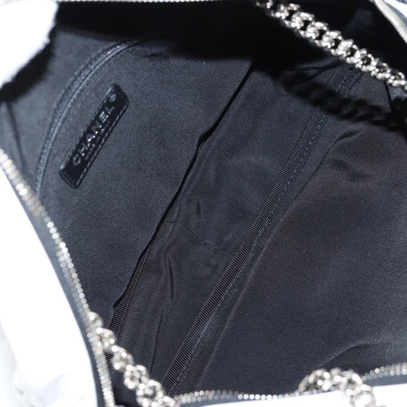 CHANEL Cruise line Chain Shoulder Bag Vinyl White Silver CC Auth BA2159V