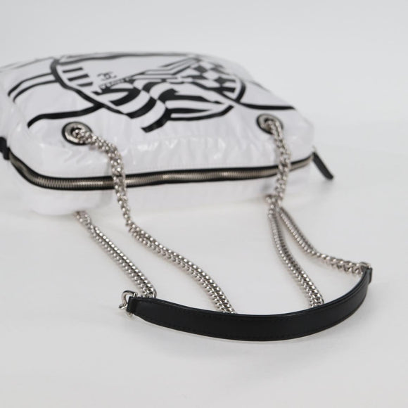 CHANEL Cruise line Chain Shoulder Bag Vinyl White Silver CC Auth BA2159V