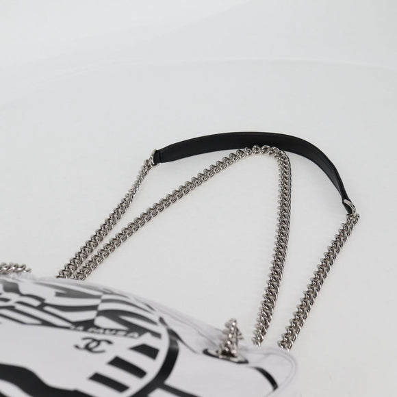 CHANEL Cruise line Chain Shoulder Bag Vinyl White Silver CC Auth BA2159V