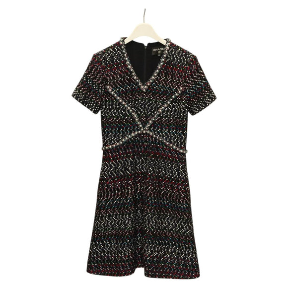 CHANEL One Piece Tweed Navy CC Auth BA2161AM