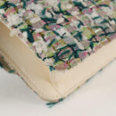 CHANEL Chain Matelasse Shoulder Bag Tweed White CC Auth BA2164AM-17