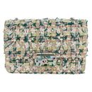 CHANEL Chain Matelasse Shoulder Bag Tweed White CC Auth BA2164AM-13